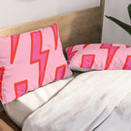Pink and Red Y2k Lightning Bolt Wallpaper - Preppy Aesthetic Pillow Sham Gallery Image 2