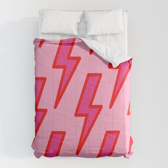 Pink and Red Y2k Lightning Bolt Wallpaper - Preppy Aesthetic Comforter Gallery Image 6