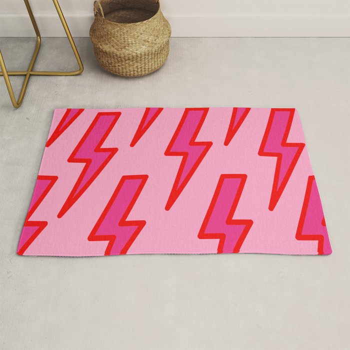 Pink and Red Y2k Lightning Bolt Wallpaper - Preppy Aesthetic Rug Gallery Image 1