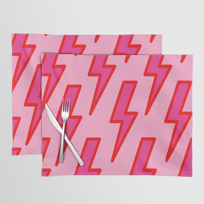 Pink and Red Y2k Lightning Bolt Wallpaper - Preppy Aesthetic Placemat Gallery Image 1