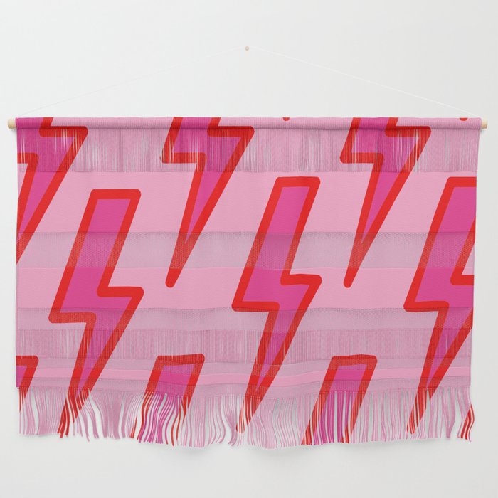 Pink and Red Y2k Lightning Bolt Wallpaper - Preppy Aesthetic Wall Hanging Gallery Image 1