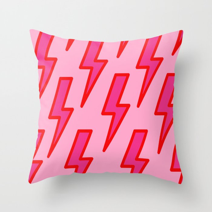 Pink and Red Y2k Lightning Bolt Wallpaper - Preppy Aesthetic Throw Pillow Gallery Image 6