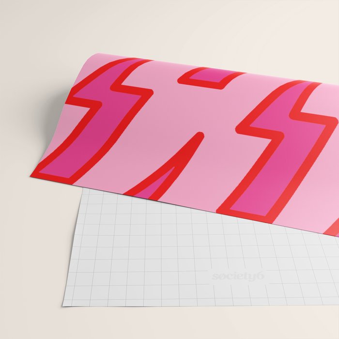 Pink and Red Y2k Lightning Bolt Wallpaper - Preppy Aesthetic Wrapping Paper Gallery Image 2