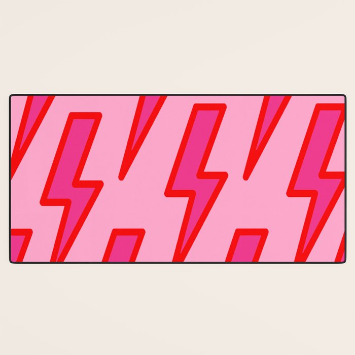 Pink and Red Y2k Lightning Bolt Wallpaper - Preppy Aesthetic Desk Mat Gallery Image 3