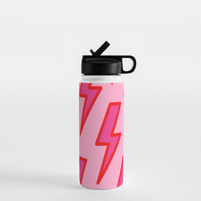 Pink and Red Y2k Lightning Bolt Wallpaper - Preppy Aesthetic Water Bottle Gallery Image 1