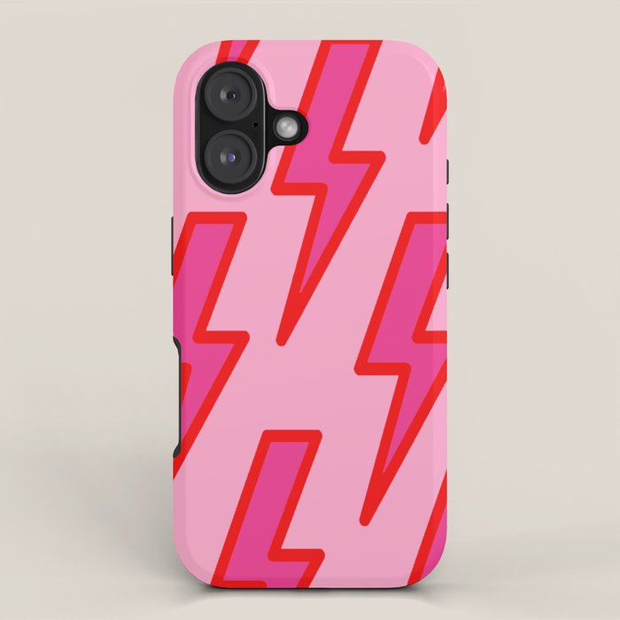Pink and Red Y2k Lightning Bolt Wallpaper - Preppy Aesthetic iPhone Case Gallery Image 1