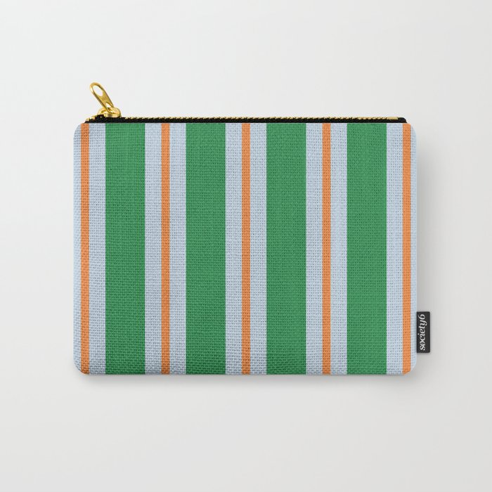 Bold Stripe Pattern in Green, Baby Blue, and Orange Carry All Pouch Gallery Image 1