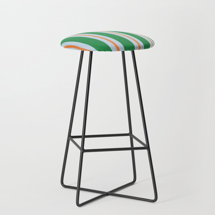 Bold Stripe Pattern in Green, Baby Blue, and Orange Stool Gallery Image 1