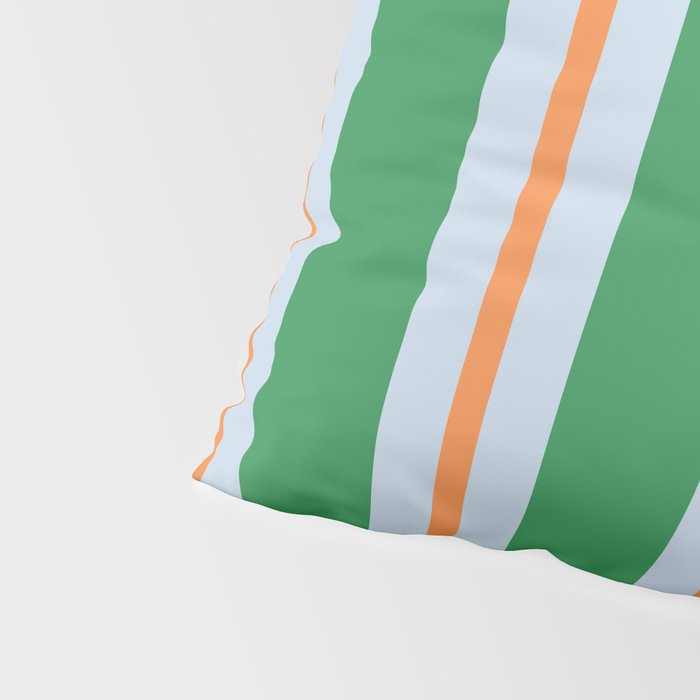 Bold Stripe Pattern in Green, Baby Blue, and Orange Pillow Sham Gallery Image 4