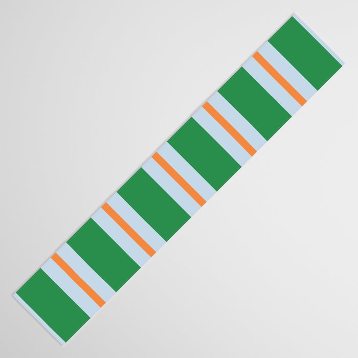 Bold Stripe Pattern in Green, Baby Blue, and Orange Table Runner Gallery Image 3