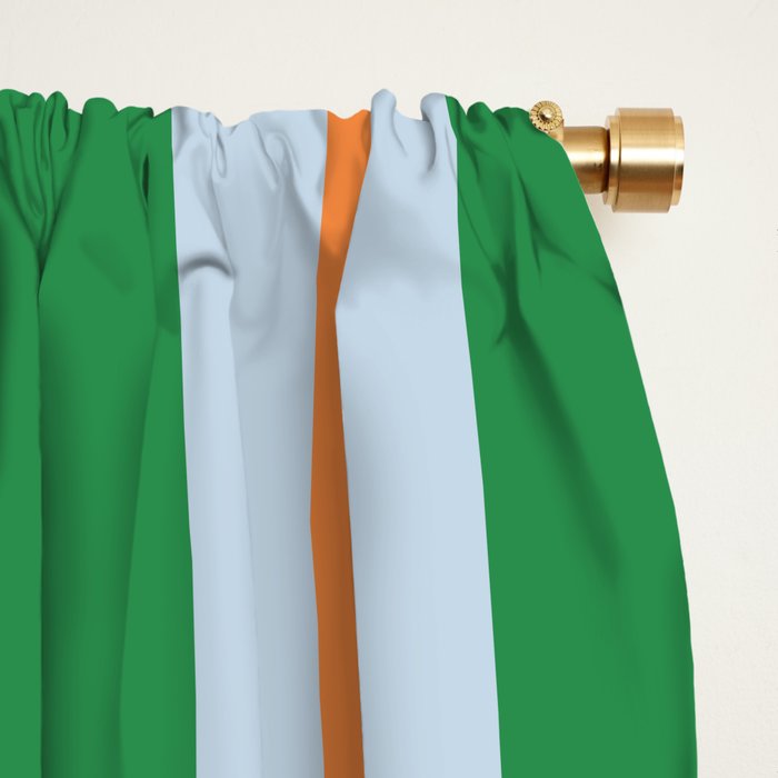 Bold Stripe Pattern in Green, Baby Blue, and Orange Window Curtain Gallery Image 2