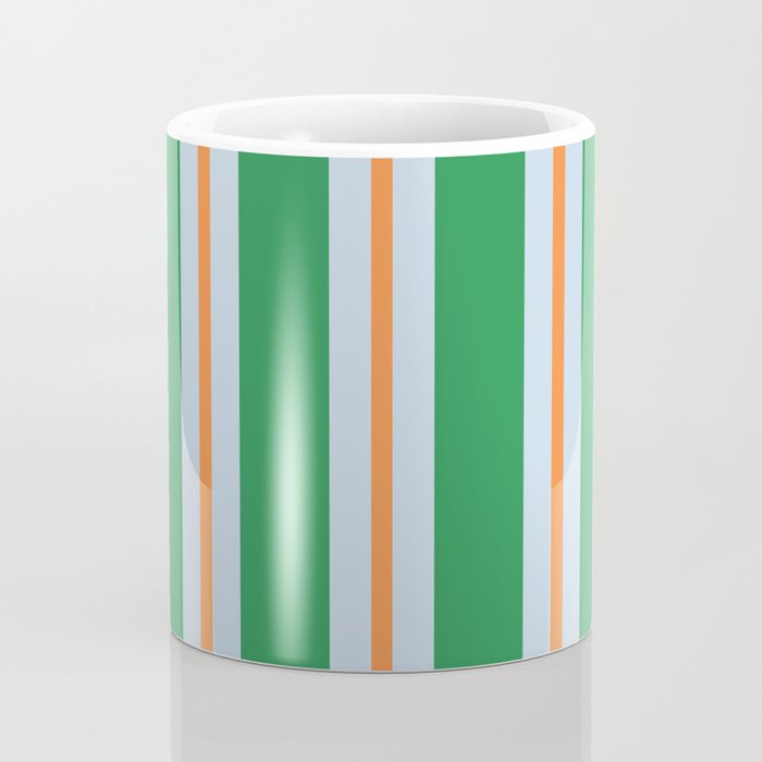 Bold Stripe Pattern in Green, Baby Blue, and Orange Coffee Mug Gallery Image 4