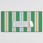 Bold Stripe Pattern in Green, Baby Blue, and Orange Desk Mat Gallery Image 1
