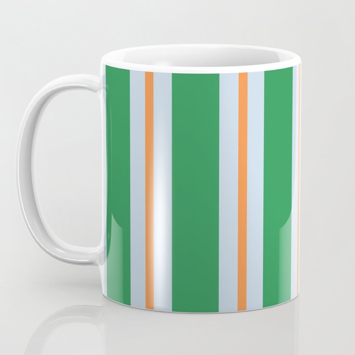 Bold Stripe Pattern in Green, Baby Blue, and Orange Coffee Mug Gallery Image 3