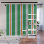 Bold Stripe Pattern in Green, Baby Blue, and Orange Wall Mural Gallery Image 1
