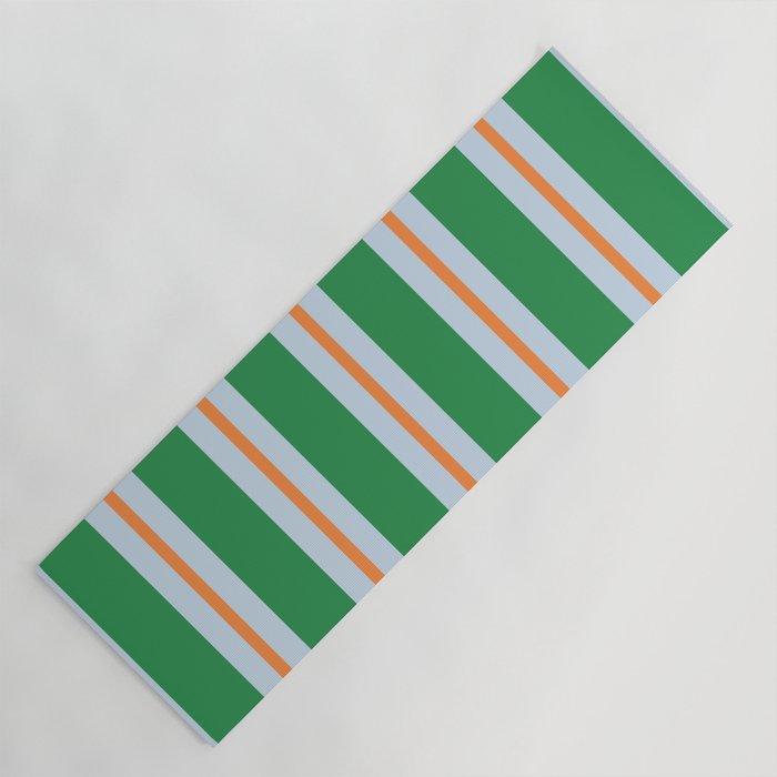 Bold Stripe Pattern in Green, Baby Blue, and Orange Yoga Mat Gallery Image 1