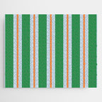 Bold Stripe Pattern in Green, Baby Blue, and Orange Jigsaw Puzzle Gallery Image 1