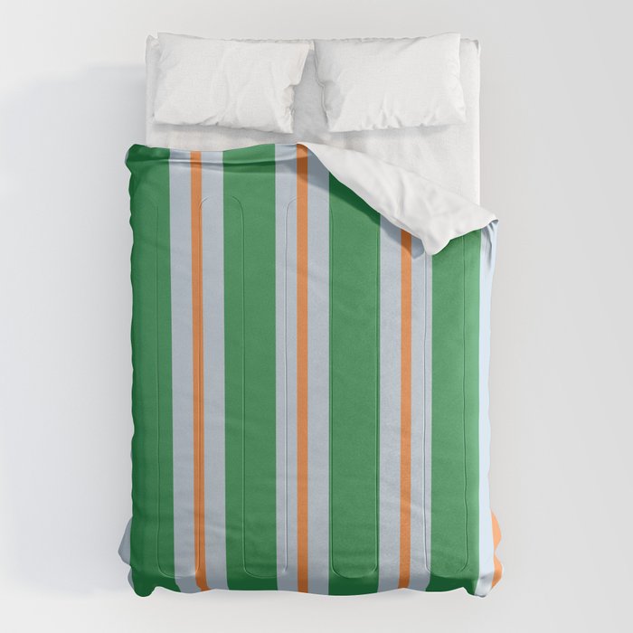 Bold Stripe Pattern in Green, Baby Blue, and Orange Comforter Gallery Image 6