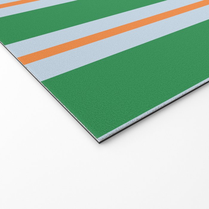 Bold Stripe Pattern in Green, Baby Blue, and Orange Welcome Mat Gallery Image 2
