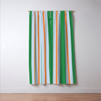 Bold Stripe Pattern in Green, Baby Blue, and Orange Window Curtain Gallery Image 3