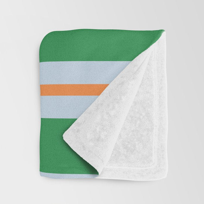 Bold Stripe Pattern in Green, Baby Blue, and Orange Throw Blanket Gallery Image 3