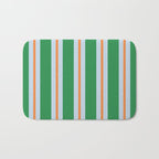Bold Stripe Pattern in Green, Baby Blue, and Orange Bath Mat Gallery Image 1