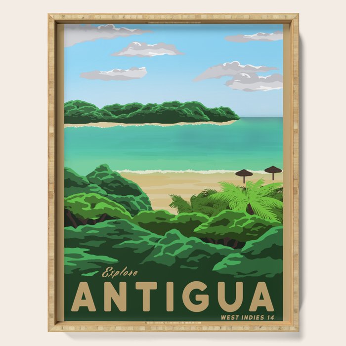 Travel Poster - antigua Serving Tray Gallery Image 1