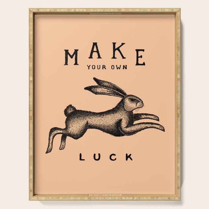MAKE YOUR OWN LUCK (Coral) Serving Tray Gallery Image 1