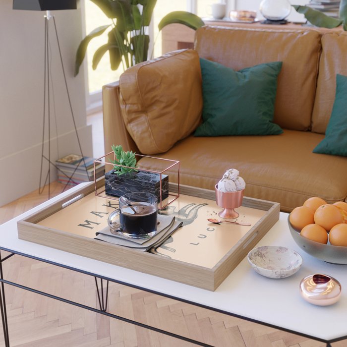 MAKE YOUR OWN LUCK (Coral) Serving Tray Gallery Image 2