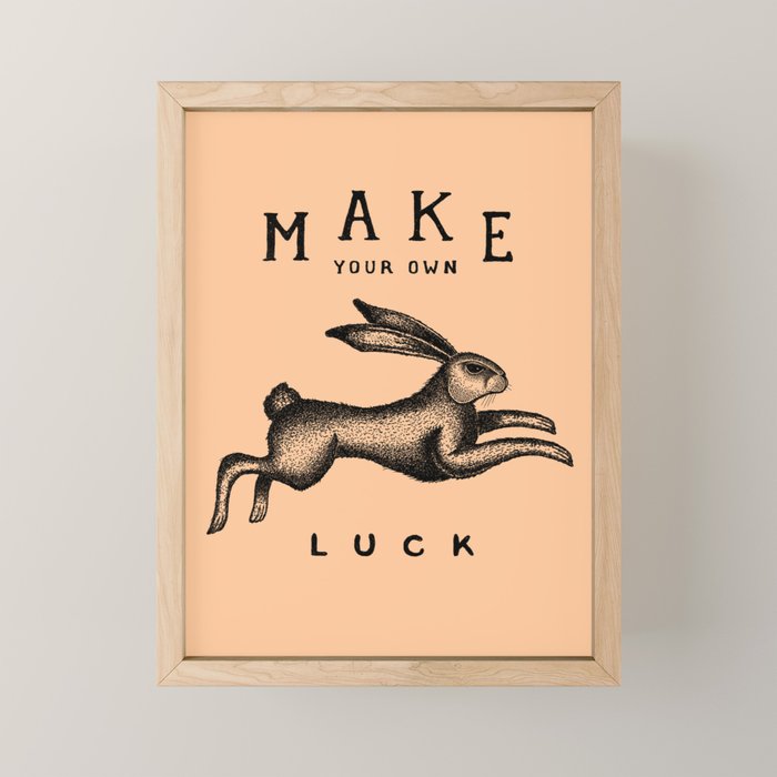 MAKE YOUR OWN LUCK (Coral) Mini Art Print Gallery Image 1