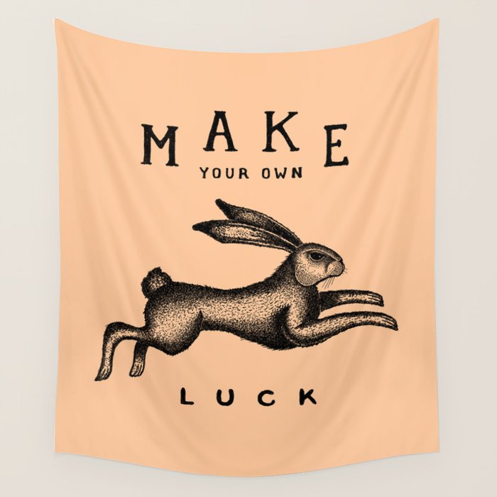MAKE YOUR OWN LUCK (Coral) Wall Tapestry Gallery Image 4