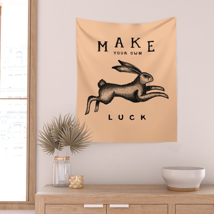 MAKE YOUR OWN LUCK (Coral) Wall Tapestry Gallery Image 2