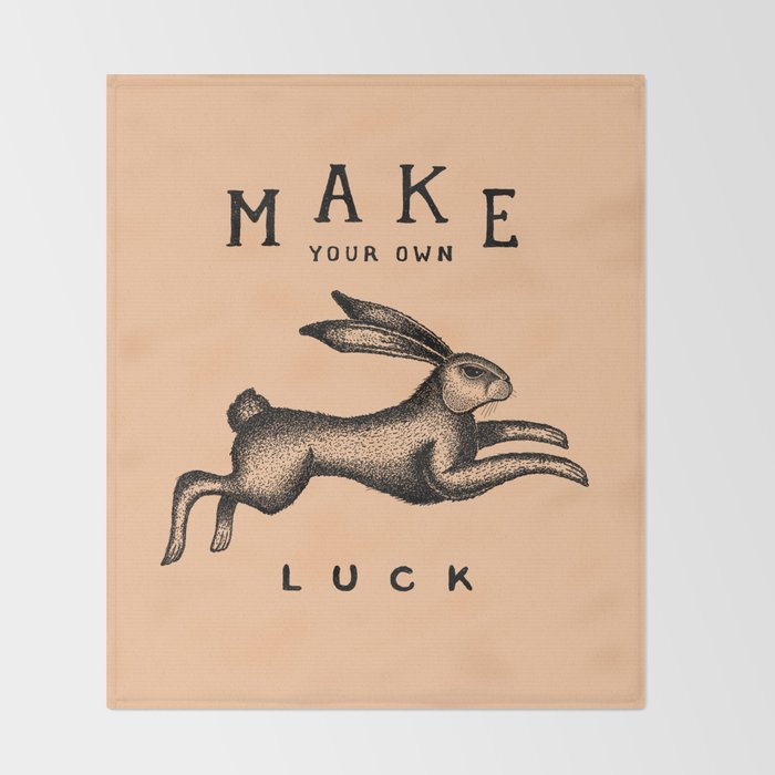 MAKE YOUR OWN LUCK (Coral) Throw Blanket Gallery Image 2