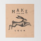 MAKE YOUR OWN LUCK (Coral) Throw Blanket Gallery Image 2