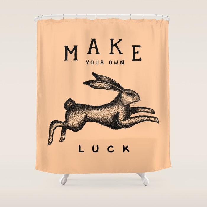 MAKE YOUR OWN LUCK (Coral) Shower Curtain Gallery Image 1