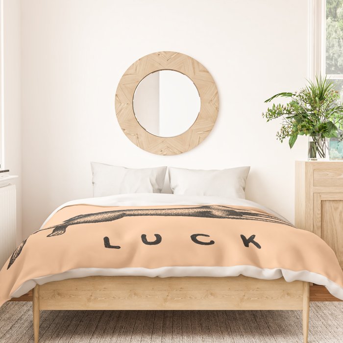 MAKE YOUR OWN LUCK (Coral) Duvet Cover Gallery Image 3