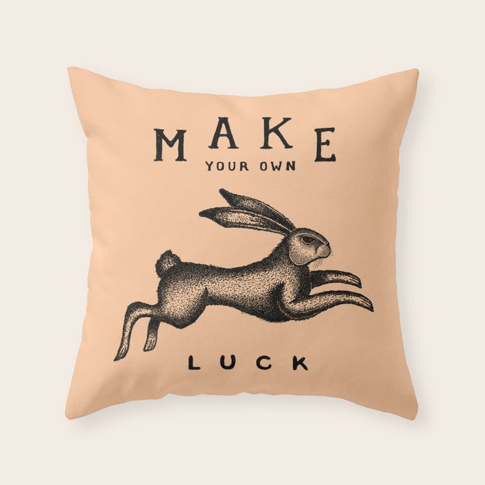 MAKE YOUR OWN LUCK (Coral) Throw Pillow Gallery Image 6