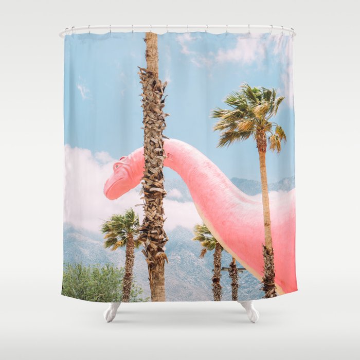 Pink Dinosaur in Cabazon - Palm Springs - California Travel Photo Shower Curtain Gallery Image 1