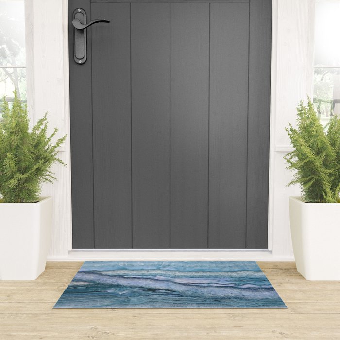 Mystic Stone Aqua Blue Welcome Mat Gallery Image 3