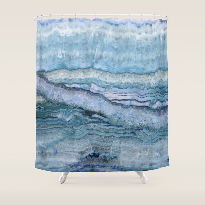 Mystic Stone Aqua Blue Shower Curtain Gallery Image 1