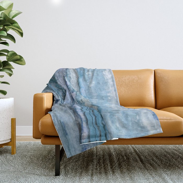 Mystic Stone Aqua Blue Throw Blanket Gallery Image 1
