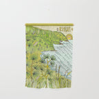 beach lookout of paradise in raglan new zealand // retro surf art by surfy birdy Wall Hanging Gallery Image 1