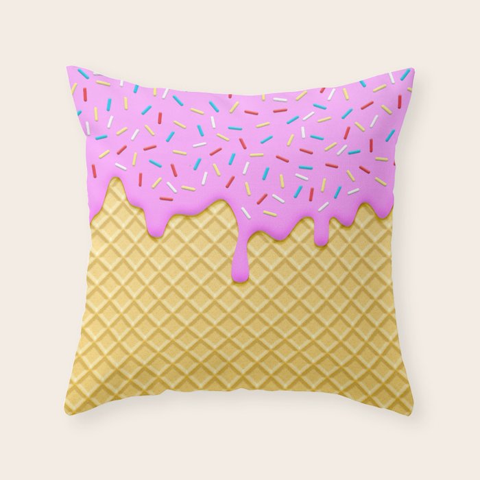 Strawberry Ice Cream Throw Pillow Gallery Image 1
