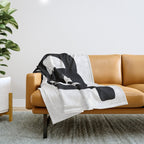 Black & White Minimalist Abstract Mid century Ink Art Dark Brush Strokes Throw Blanket Gallery Image 1