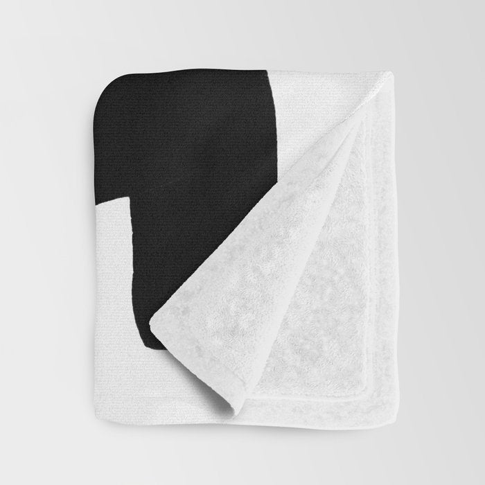 Black & White Minimalist Abstract Mid century Ink Art Dark Brush Strokes Throw Blanket Gallery Image 3