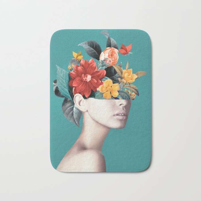 woman with flowers 16 Bath Mat Gallery Image 1