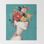 woman with flowers 16 Throw Blanket Gallery Image 2