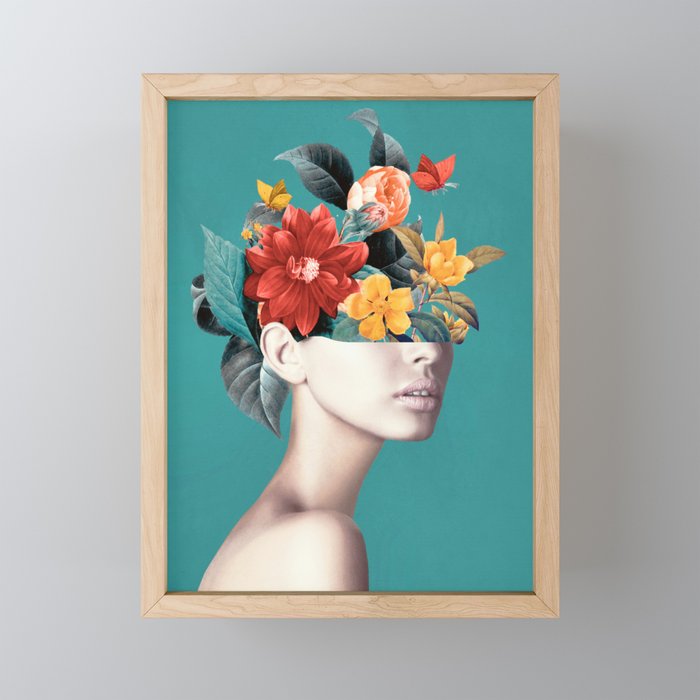 woman with flowers 16 Mini Art Print Gallery Image 1