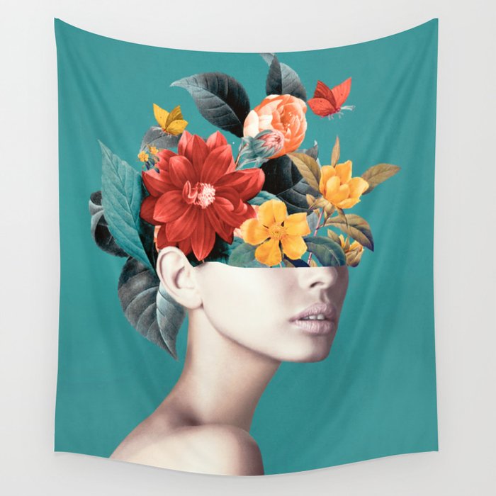 woman with flowers 16 Wall Tapestry Gallery Image 4