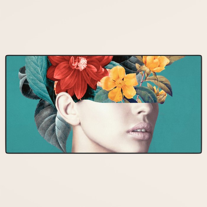 woman with flowers 16 Desk Mat Gallery Image 3